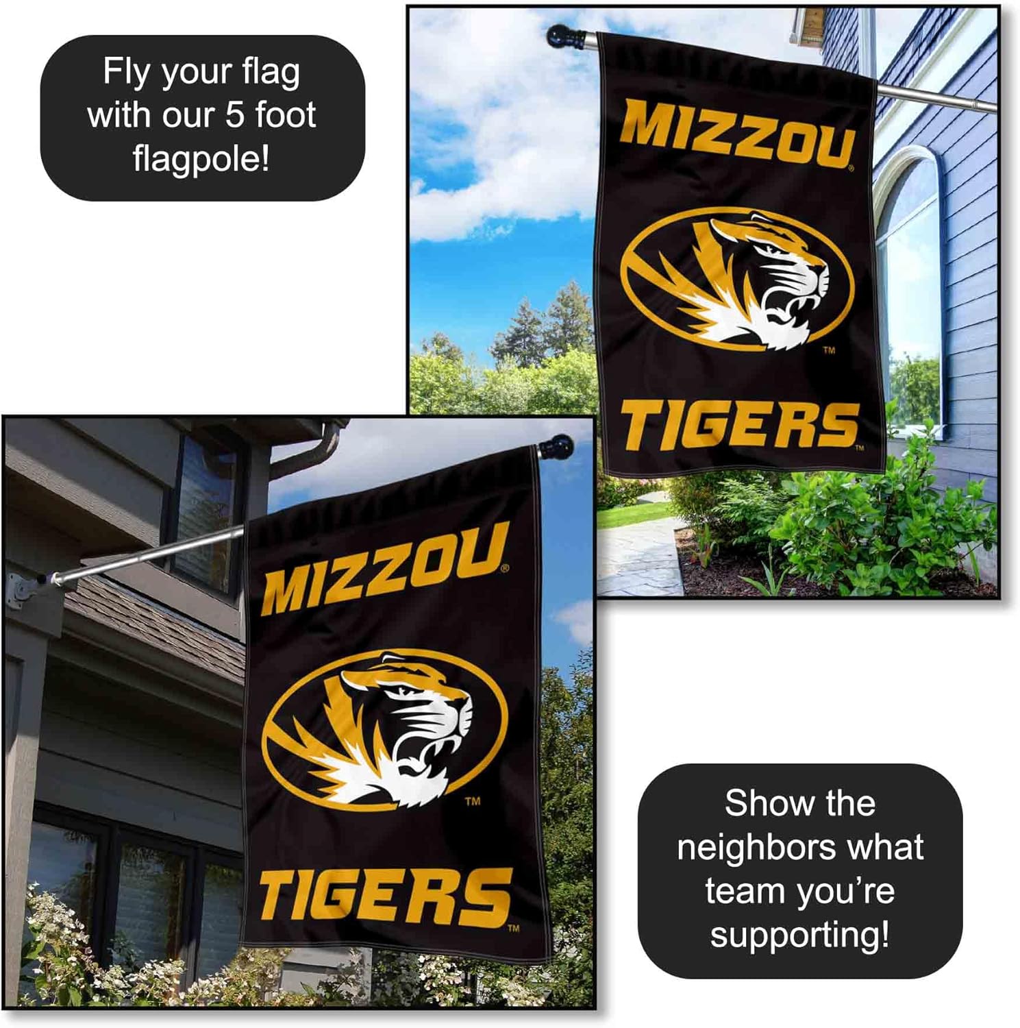 College Flags & Banners Co. Missouri Tigers Wordmark Logo Double Sided House Banner Flag - Image 4