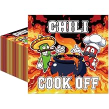 50PCS Chili Cook off Paper Napkins - Chili Cook Off Decorations Chili Contest Tasting Competition Themed Supplies Disposable Napkins 6.5" x 6.5"