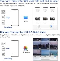 Vista 6 de CF SD Card Reader for iPhone iPad, 3 in 1 Compact Flash Memory Card Reader Adapter, 3-Slot MicroSD CF SD Trail Game Digital Camera Viewer for iPhone