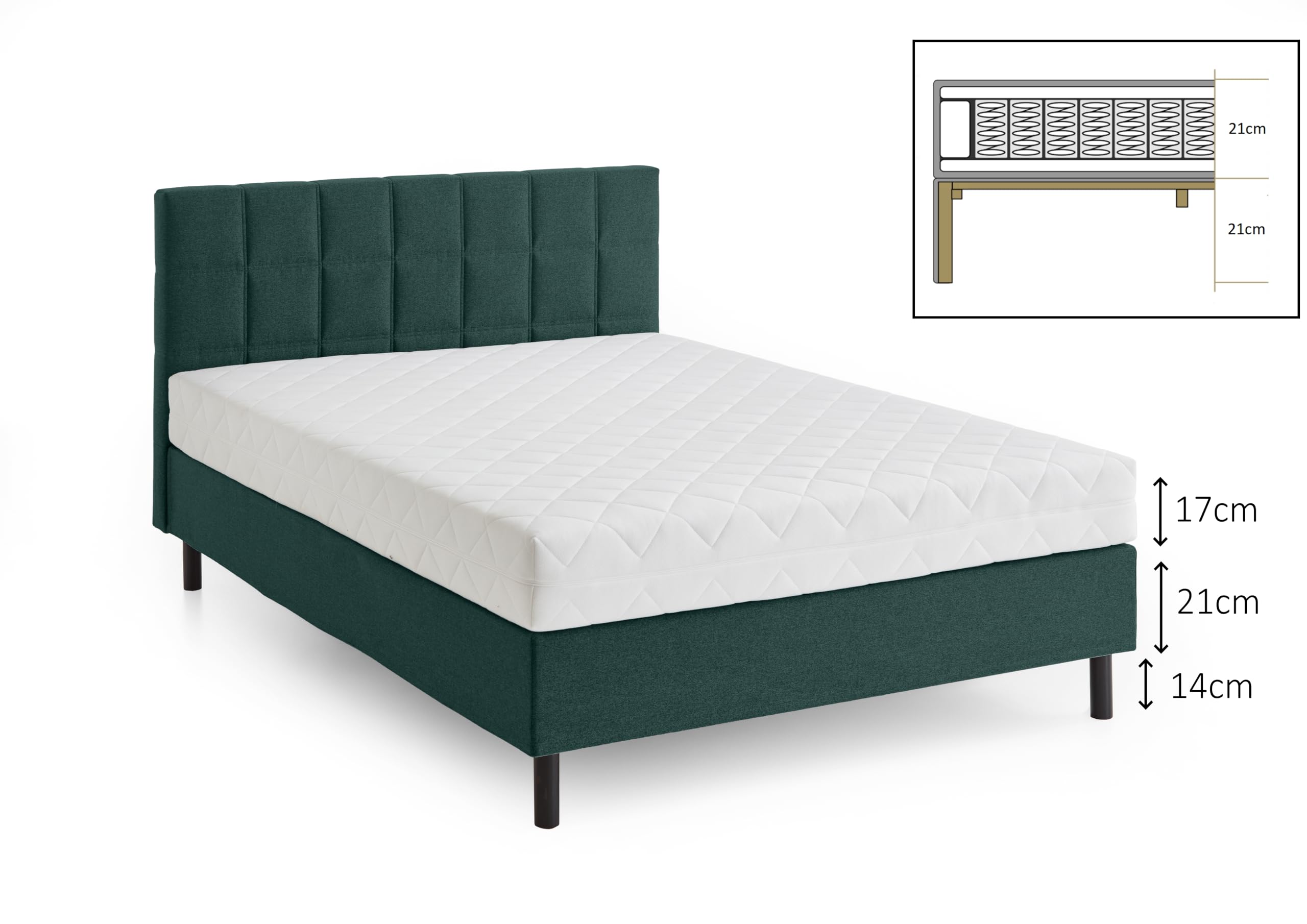 Atlantic Home Collection Letto da boxe Nikola con materasso TFK H3, verde, 120 x 200 cm