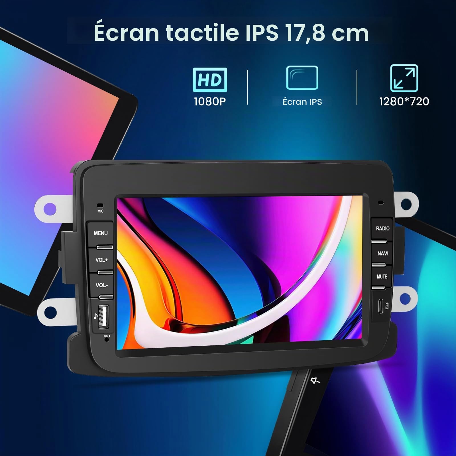 NHOPEEW 4+64G Radio Voiture pour Dacia Duster Sandero Dokker Logan Lodgy - Radio Android 7 Pouces avec sans Fil Carplay et Android Auto - Mirror Link EQ DSP Écran Divisé + Caméra de Recul