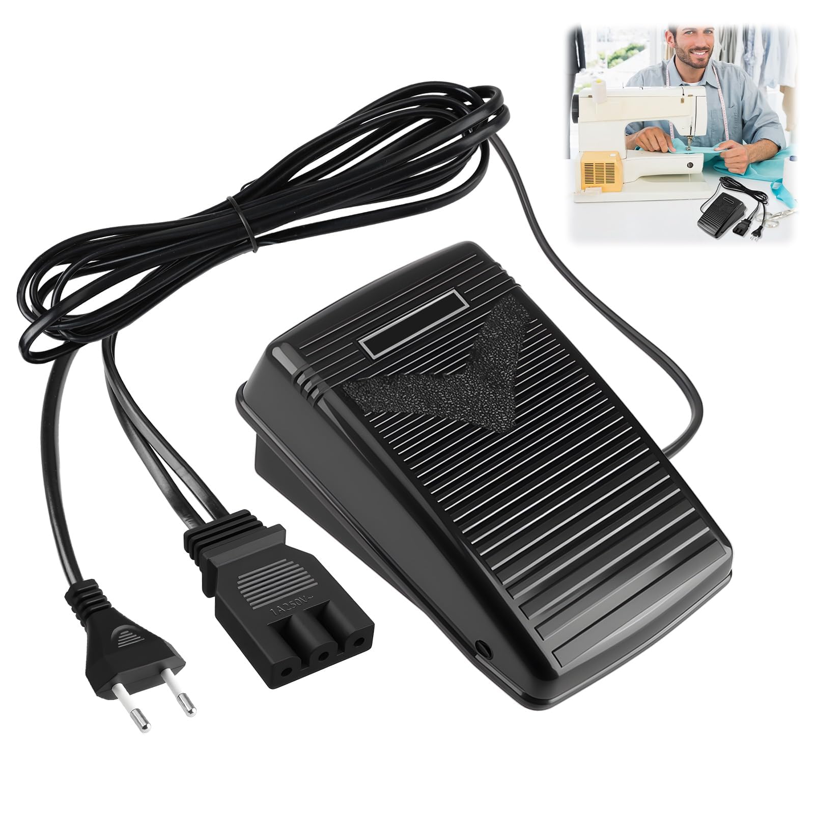 Pedal de máquina de Coser, Pedales para Máquinas de Coser Electrónicas 220-240V con Cable de alimentación, Control electrónico Universal para Singer, Simplicity(Prise EU) | con Cable de alimentación, Control electrónico Universal para Singer, Simplicity(P