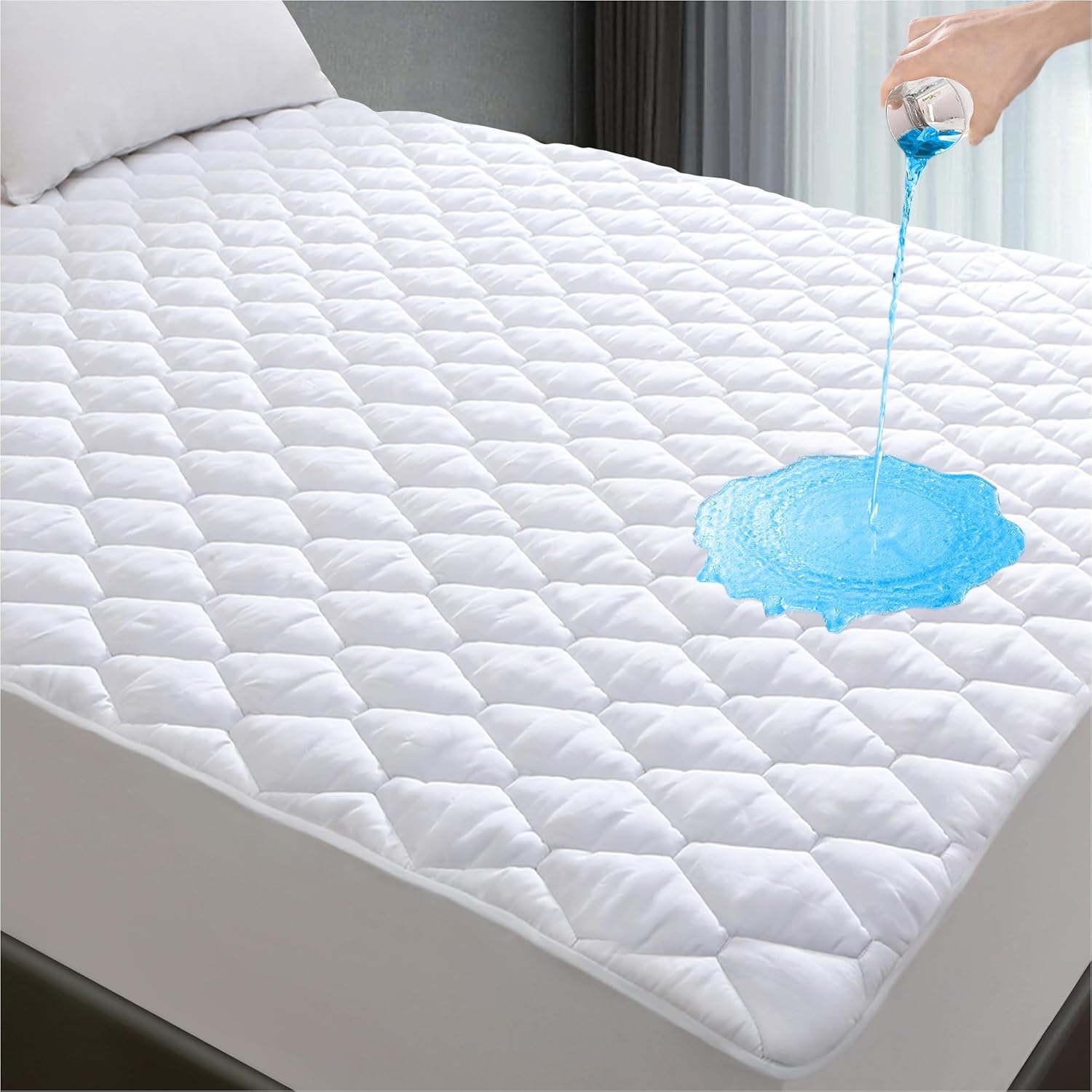 Lunsing Soft Twin Waterproof Mattress Protector, Breathable Twin Size Mattress Pad Cover, 6-16 Inches Deep Pocket, White