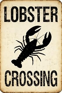 LOBSTER CROSSING Metal Tin Sign 8x12 inch Retro Wall Decor For Man Cave Home Bar Kitchen Garage