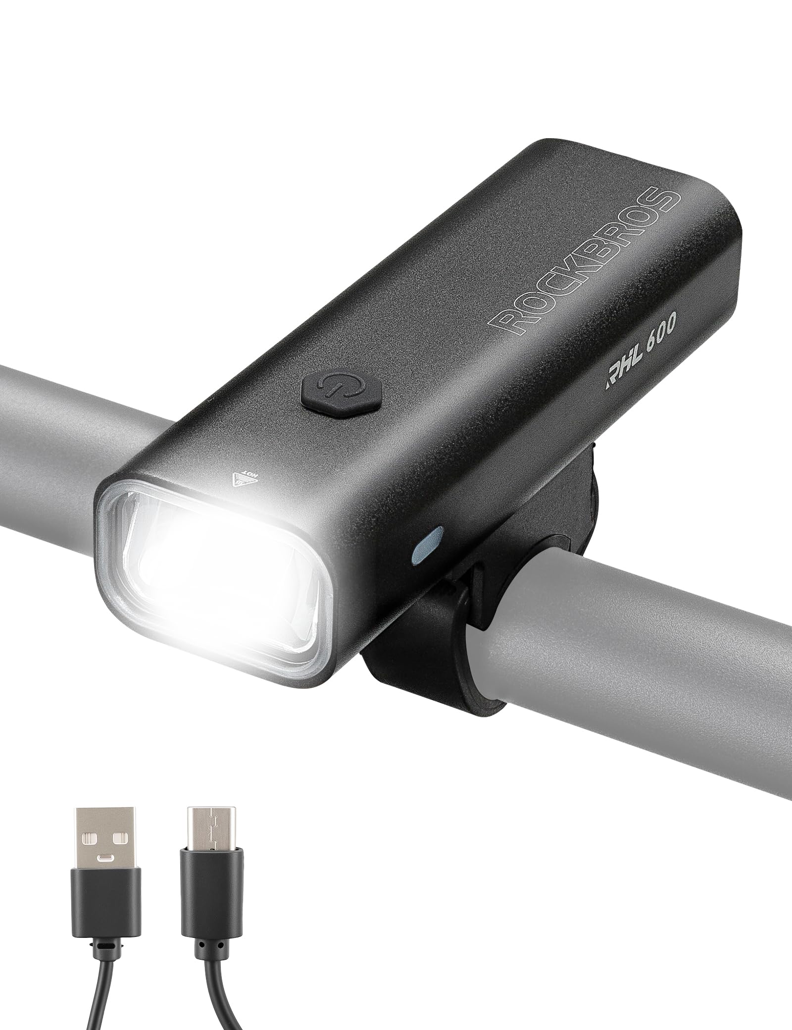 ROCKBROS Oświetlenie przednie LED do ładowania, wodoszczelność IPX6, 4 tryby światła, przenośna i lekka lampa rowerowa do rowerów górskich, rowerów górskich i szosowych