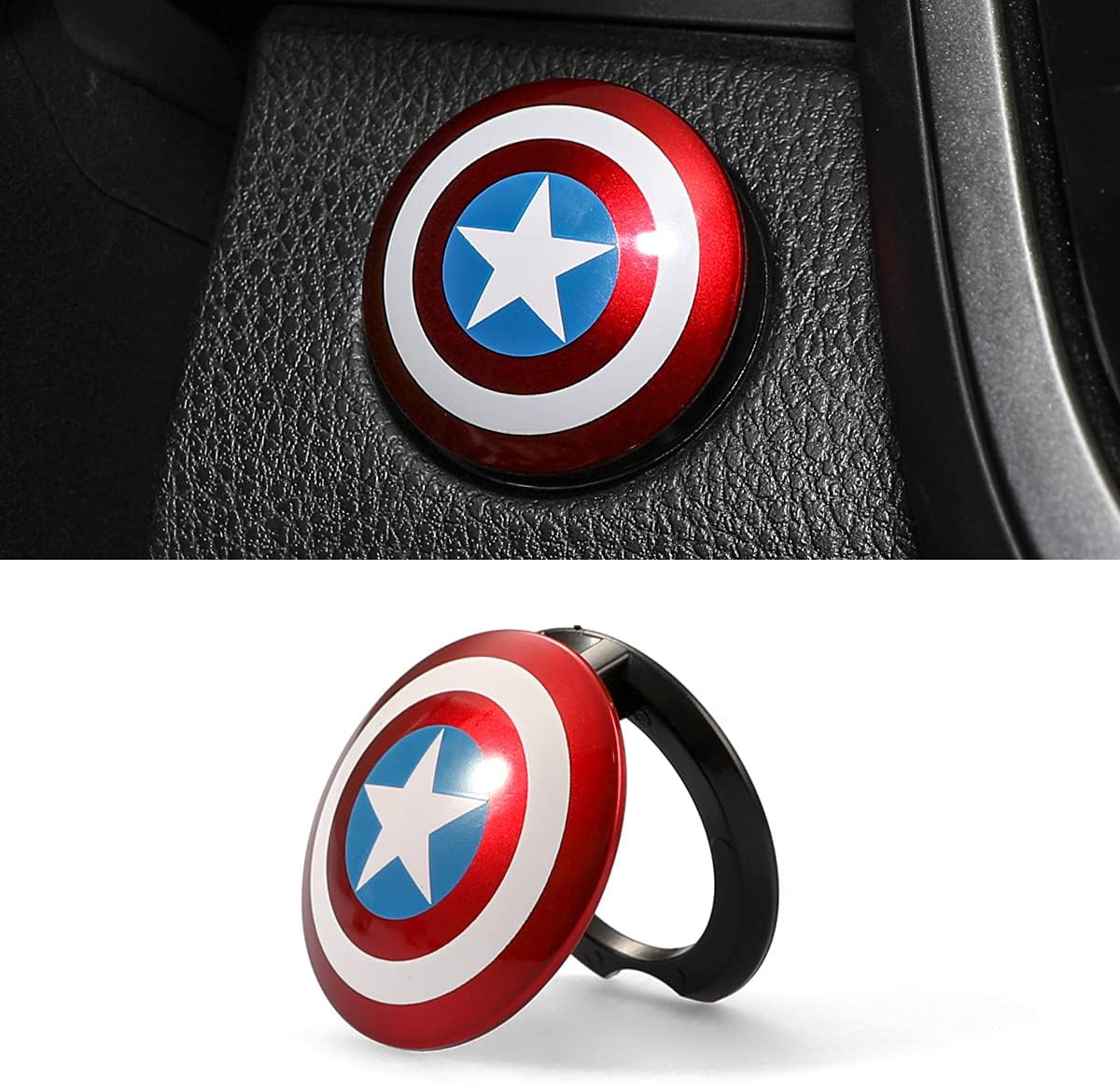 Car Engine Start Button Cover ABS General Motors Ignition Switch Trim Cover Captain America Auto Start Ring