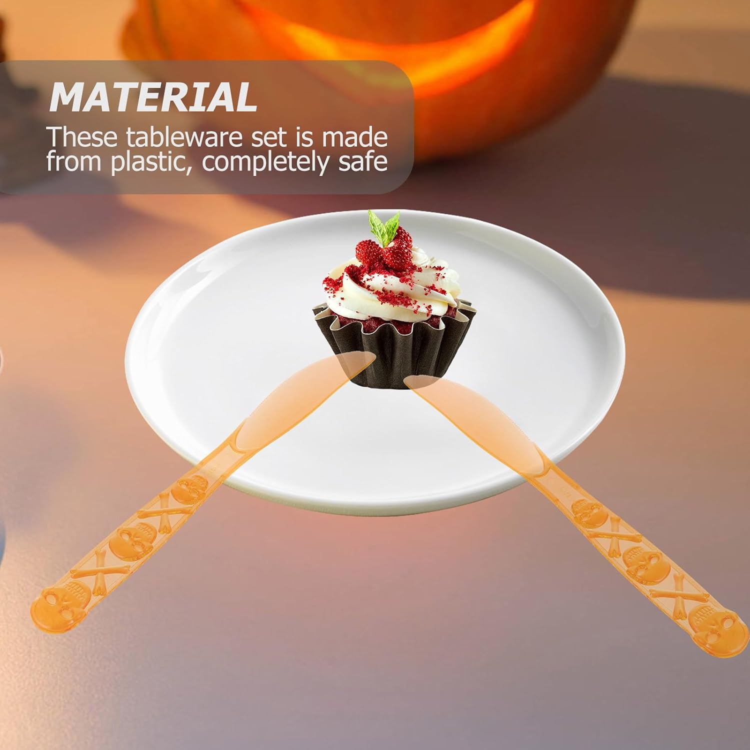 Halloween Dinnerware Set 12pcs Plastic Skull Utensils for Party Guests image 5