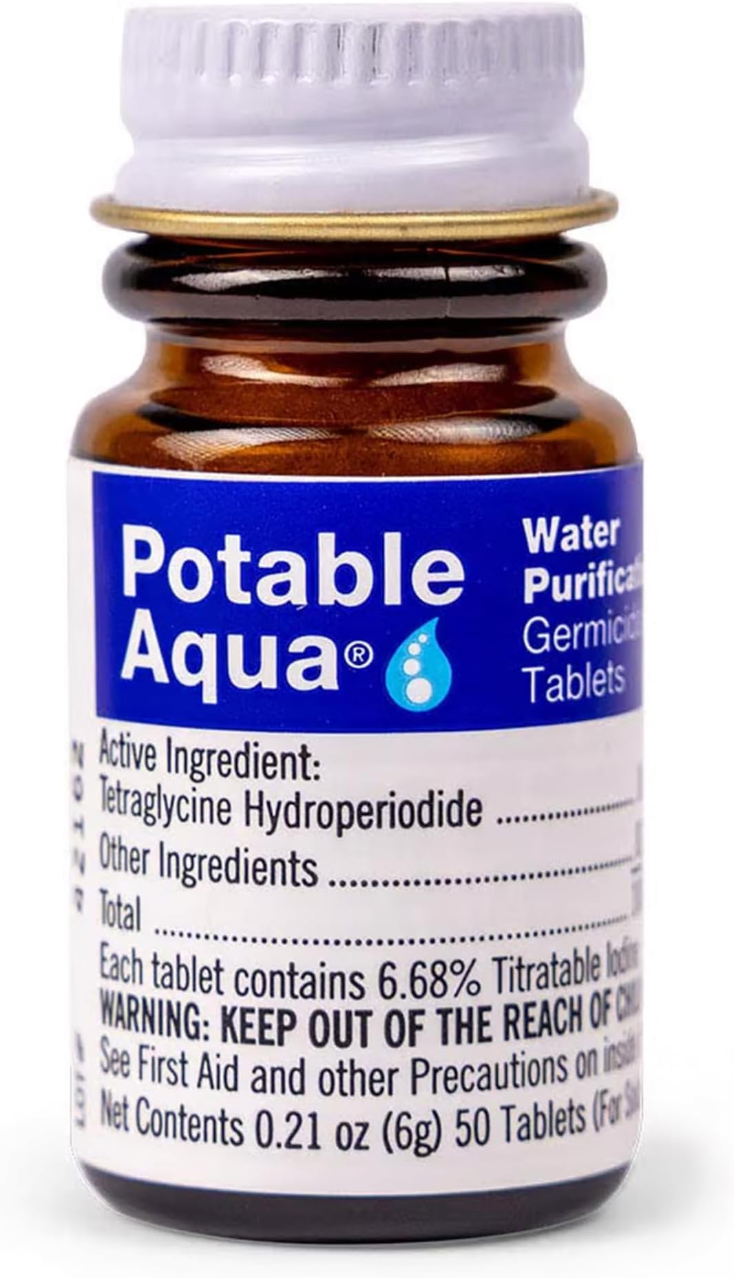 Potable Aqua Water Purification Treatment - Portable Drinking Water Treatment for Camping, Emergency Preparedness, Hurricanes, Storms, Survival, and Travel (50 Tablets), Black, single pack