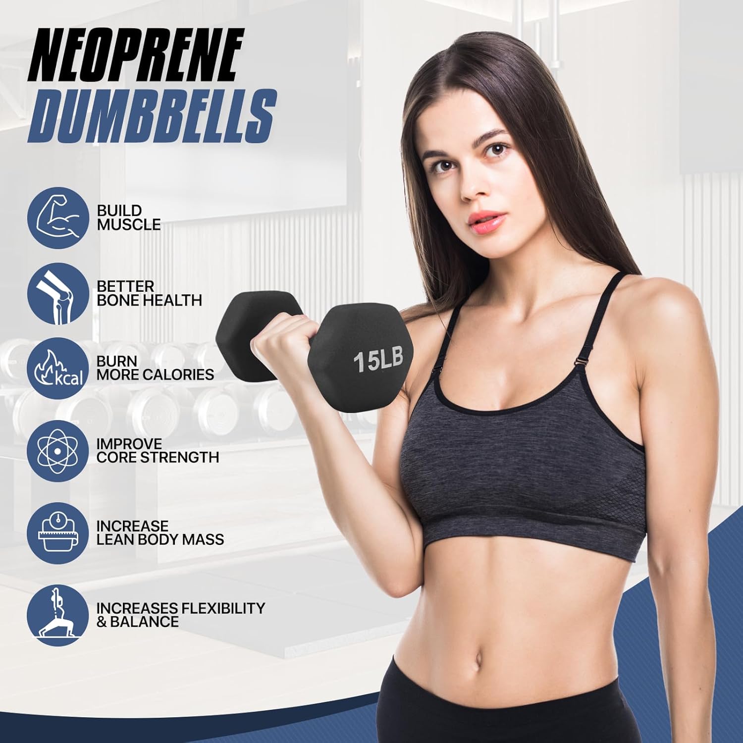 MADOG Dumbbell Set, Anti-Slip Neoprene Coated Hexagon Hand Weights for Home Gym Equipment Workouts Strength Training