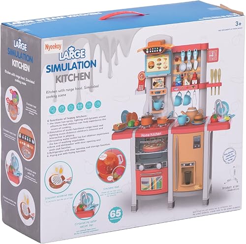 Miniatura 8 de Juego de cocina para niños, cocina de juego de simulación de 39.4 pulgadas de alto para niños de 1 a 3 años, 65 piezas para niños de 4 a 8 años con