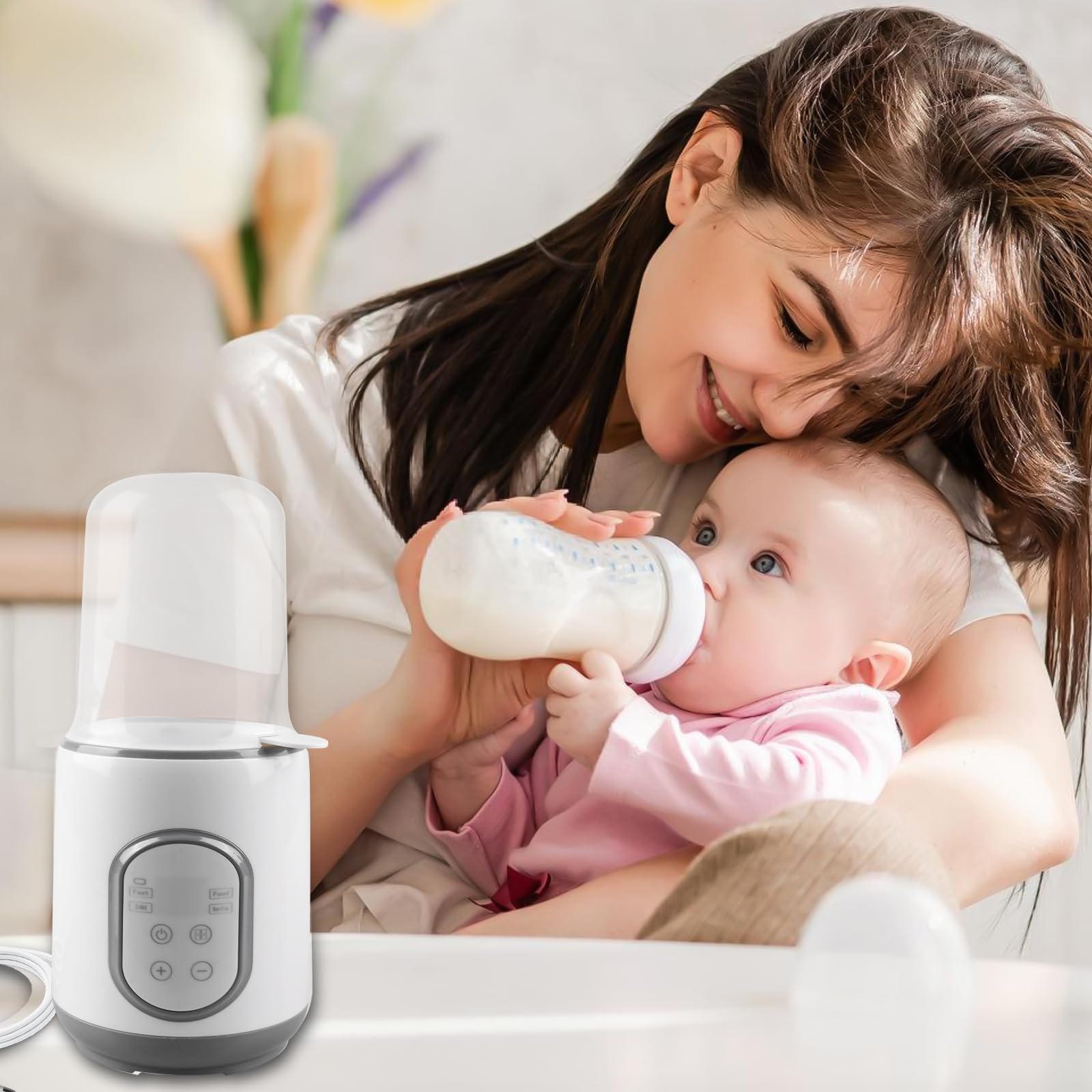 Flaschenwärmer Baby, Elektrischer Fläschchenwärmer für Flaschen Babynahrung Sterilisator, Babyflaschen Wärmer Genaue Temperaturkontrolle Milchwärmer mit Auftauen Sterilisieren Warmhalten
