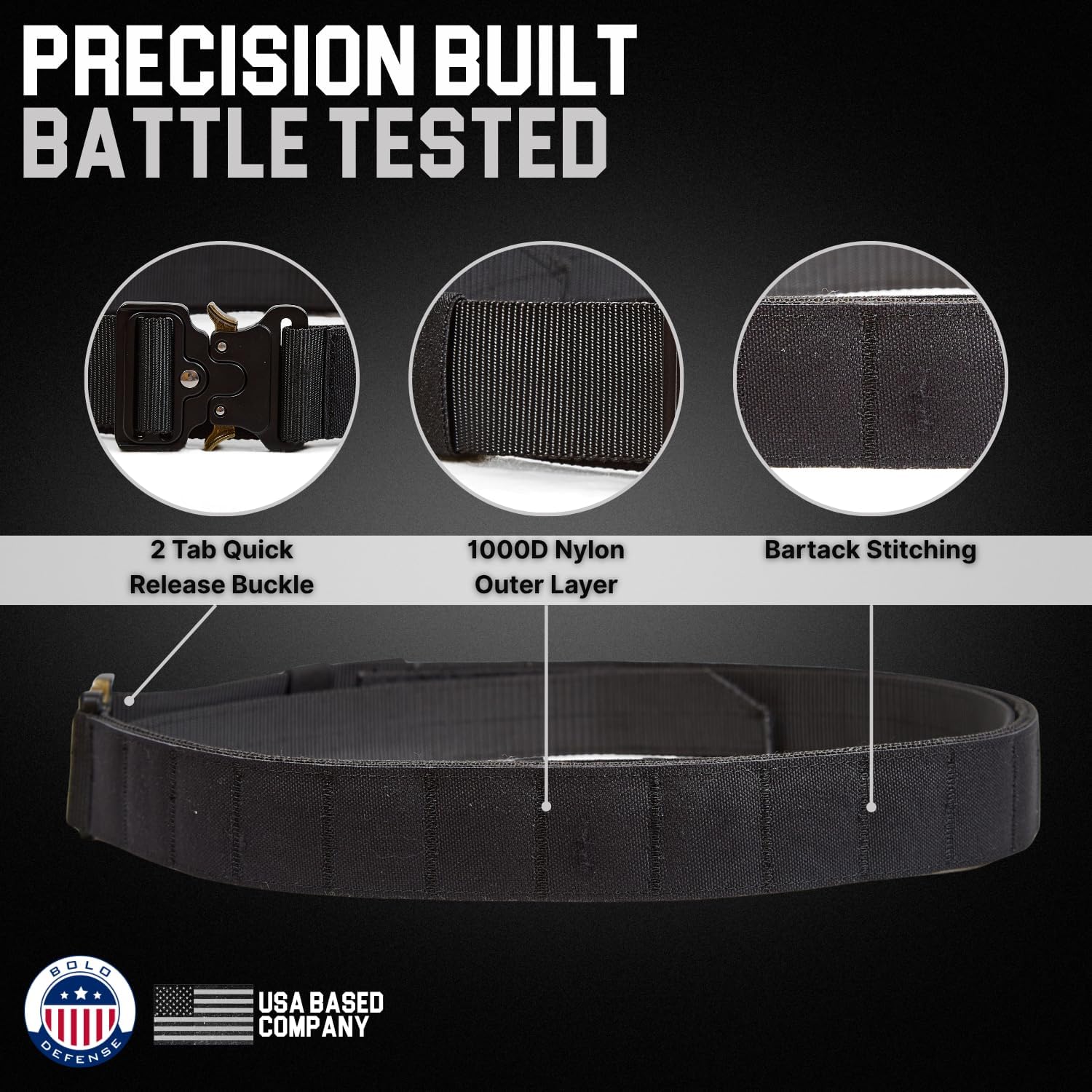 Molle Battle Belt – 2-Piece 1000D Nylon Duty Belt for Law Enforcement with Quick-Release Buckle & Outer Tactical Belt