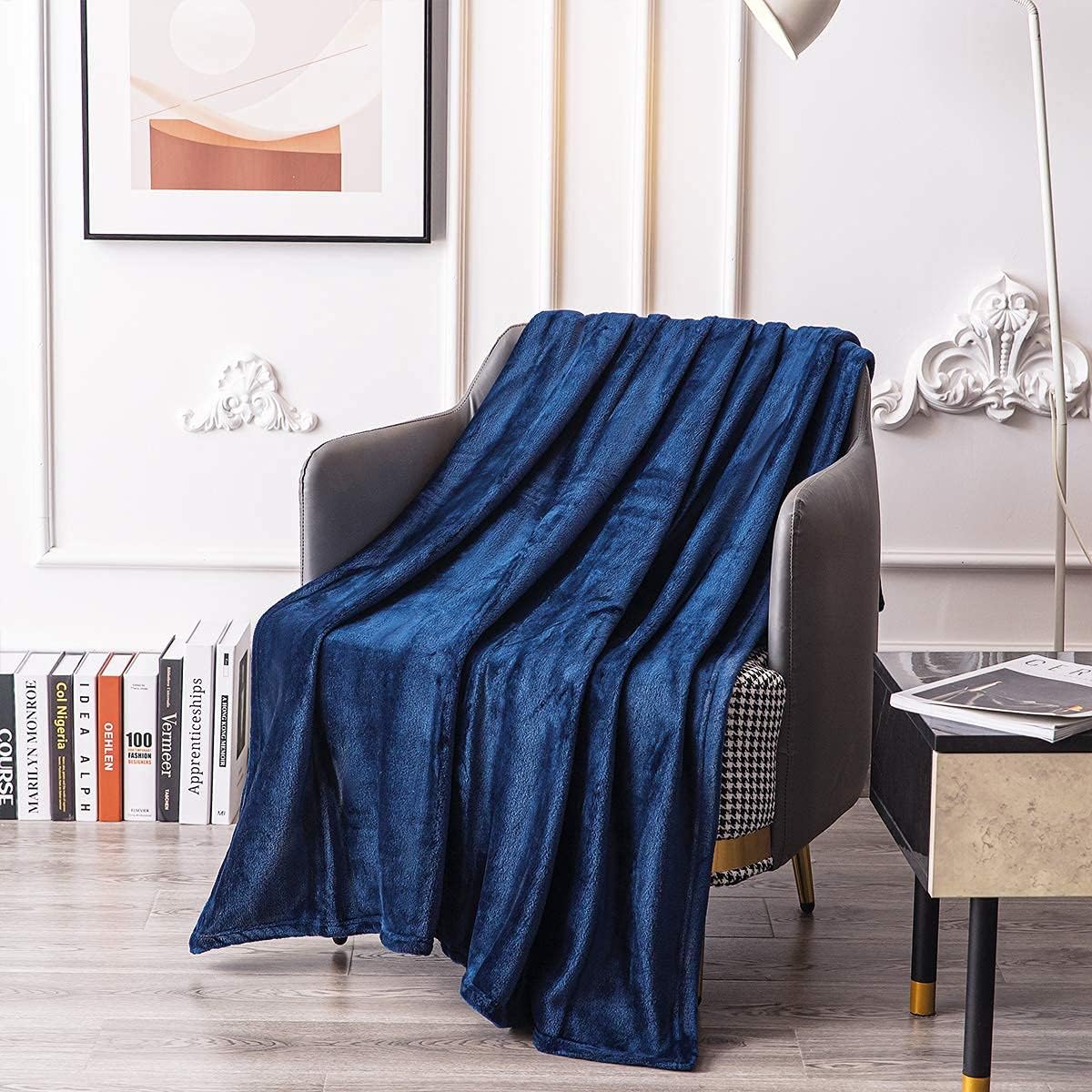 KEPLIN Navy Throw Blanket - 60x80 in I Soft, Fluffy, Warm, Light Microfiber Fabric Design, Couch and Bed Large Fleece Blankets, Perfect for Adults or Children's Gifts - Fleece Blanket Double