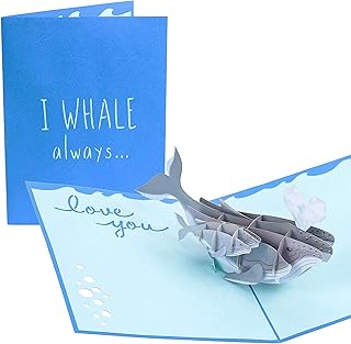PopLife® Humpback Whale Parent and Child 3D Pop Up Card - Mother's Day Gift, Whale Lover's Birthday, Graduation - for Mom, for Daughter, for Son, for Parent, for Dad