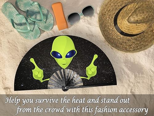 Miniatura 4 de OMyTea Pride Rainbow Fan - Ventilador de mano plegable grande para hombres y mujeres, para EDM, festival de música, club, evento, fiesta, baile,