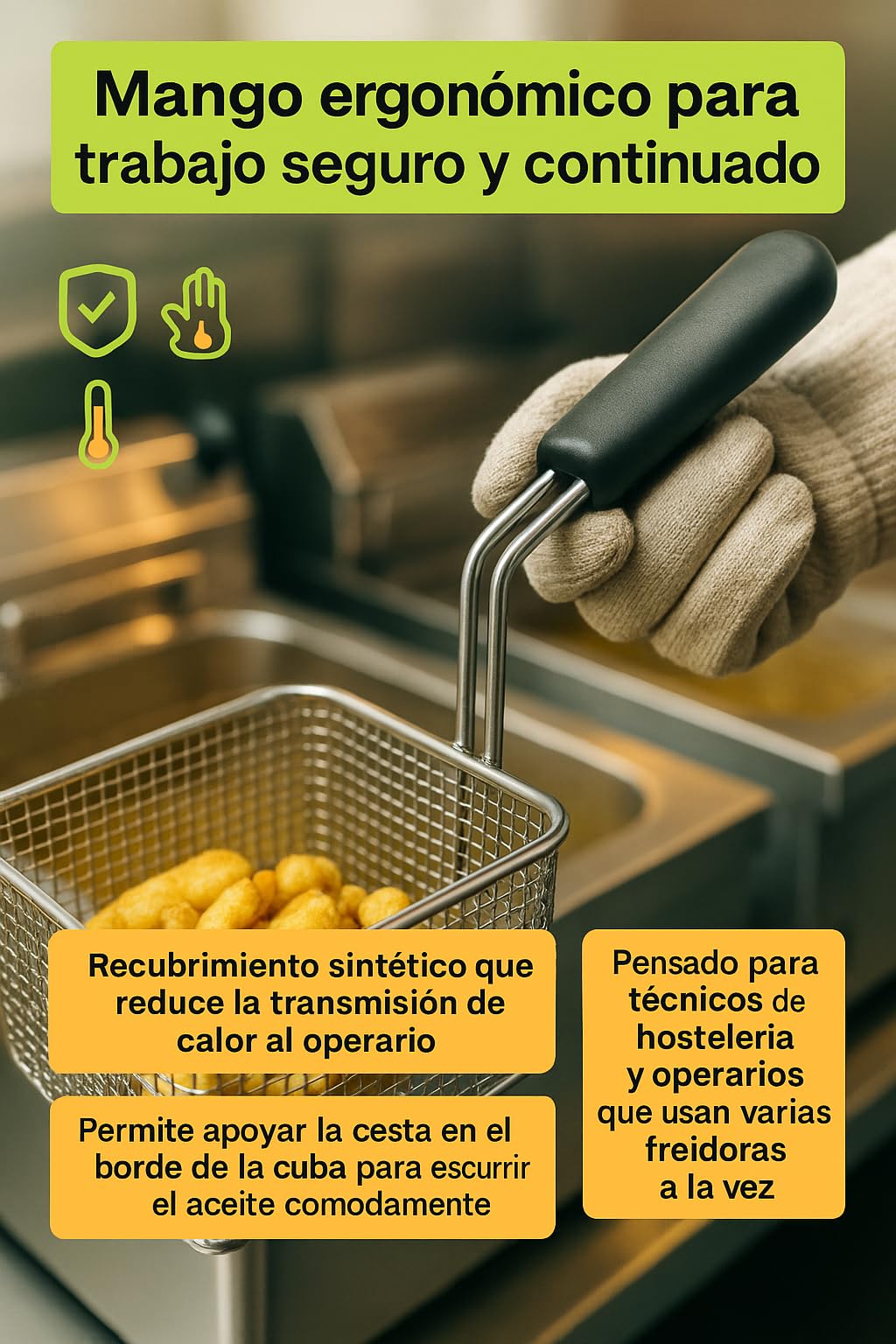 CubetasGastronorm ® Cesta freidora 270x260x120mm recambio industrial compatible con Zanussi Electrolux Alpeninox acero inoxidable para freidora electrica profesional hosteleria cocina uso diario