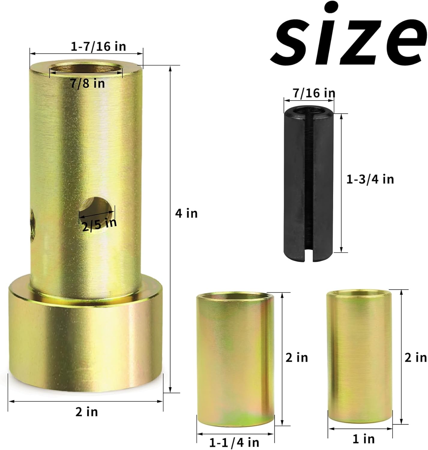 TK95029 Quick Hitch Adapter Bushing Set with Top Link Bushings Fit for Cat 1 3-Point Tractor Implements Category 1 Quick Hitch Bushings, 2 Pair, Gold