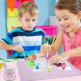 Silicone Placemats with Raised Edges for Kids, Kids Silicone Mats for Dining Table, Toddler placemat Portable Reusable Non-Slip Mats for Kids Toddler Children (Purple)