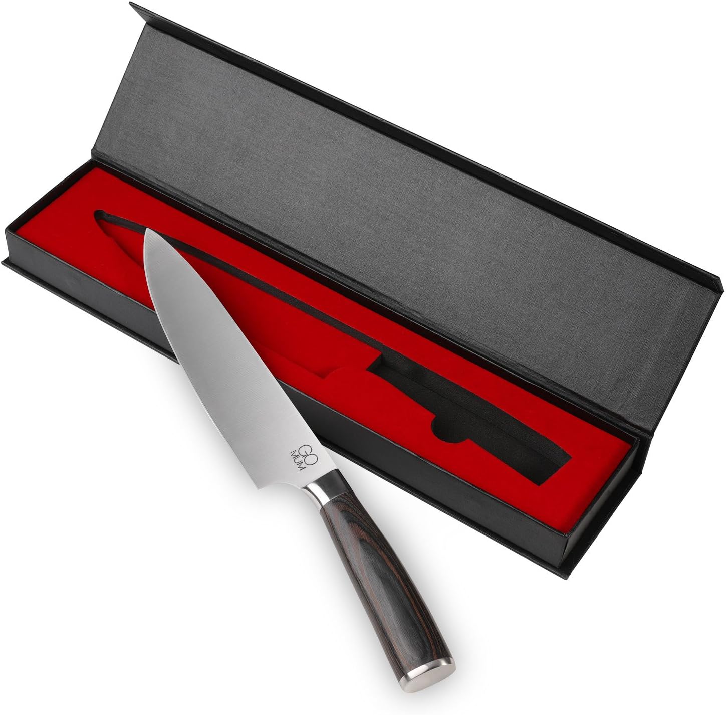 GOMUM Multipurpose Kitchen Chef Knife, 8-inch Chef's Knife High Carbon Stainless Steel Professional Sharp Kitchen Cooking Cutting Knife with Gift Box, Ergonomic Pakka Wood Handle