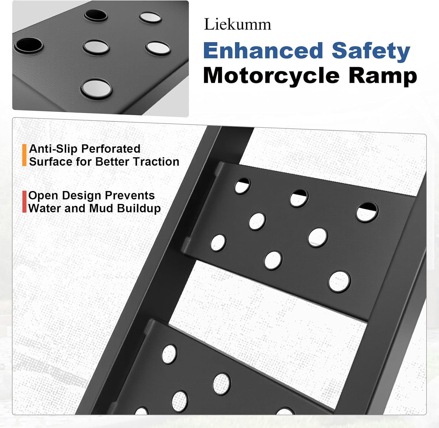 LIEKUMM 40" Heavy Duty Motorcycle Ramp, 1100 lbs Single Loading Ramp for Pickup Trucks, Metal Dirt Bike Ramp for Truck Bed, E-Bike and Scooter Use