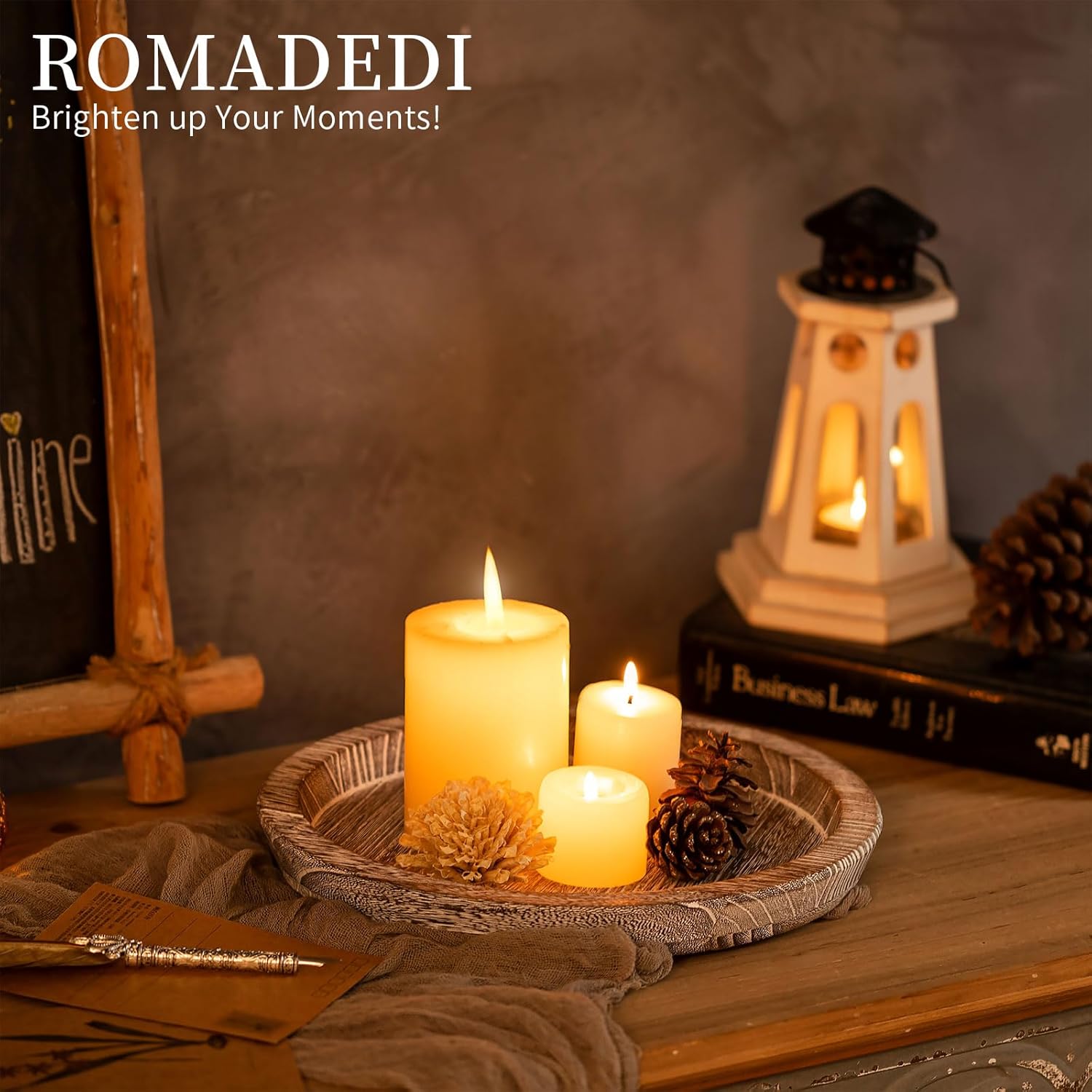 Rustic Wooden Tray Candle Holder