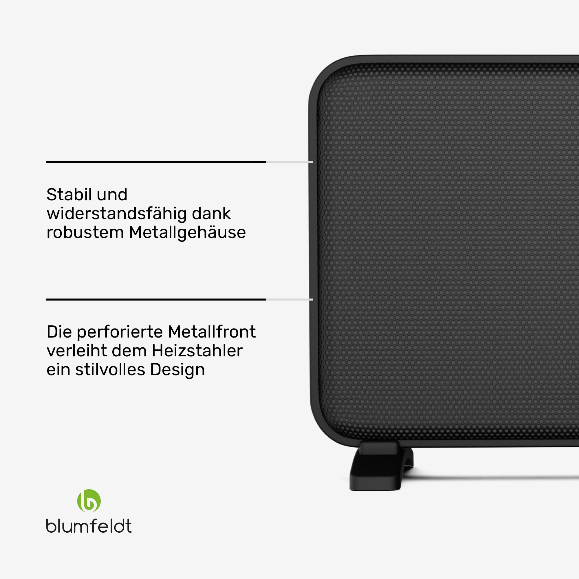 Blumfeldt Infrarotheizung 2000 W – Wandmontage & Standgerät, Graphen-Heizelement, App & Touch-Steuerung, Thermostat, IP24, Überhitzungs- & Umkippschutz, für Räume bis 20 m², Schwarz