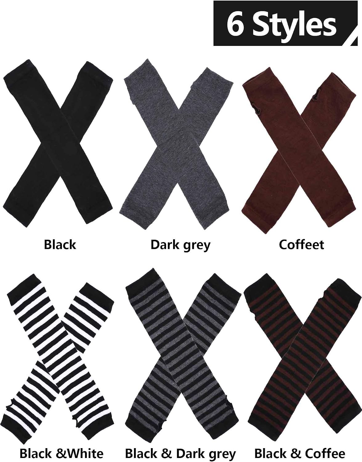 SATINIOR 6 Pairs Long Fingerless Gloves for Women Winter Arm Warmers Knit Thumbhole Stretchy(Fresh Color)