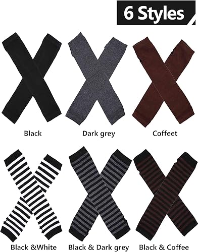 Miniatura 6 de 6 pares de guantes largos sin dedos para mujer, calentadores de brazos, de punto elástico