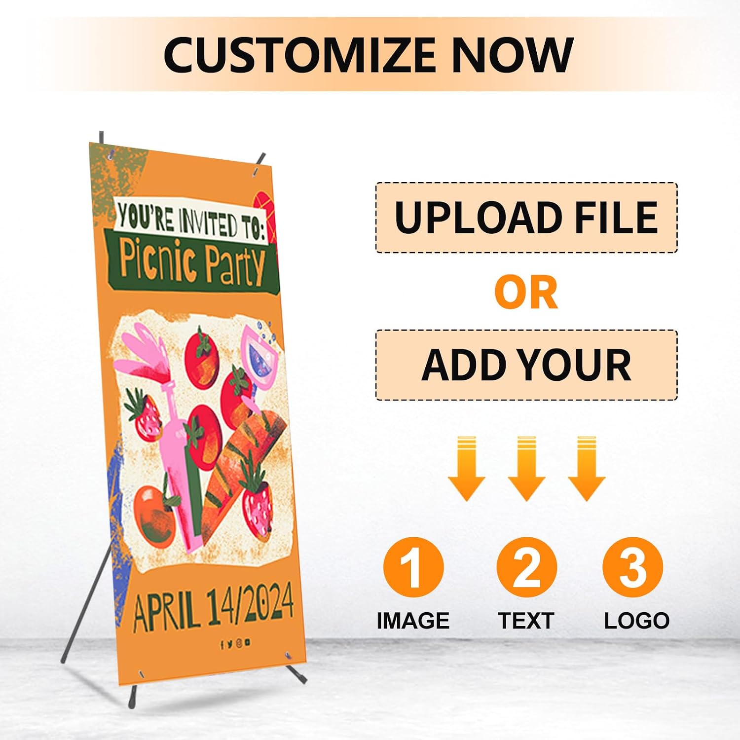 Custom Banner with X Stand for Business, 31.5" X 70.86" Banners and Signs customize with Carrying Bag, Outdoor and Indoor Display, Advertising, Portable Retractable Banner for Exhibitions & Events