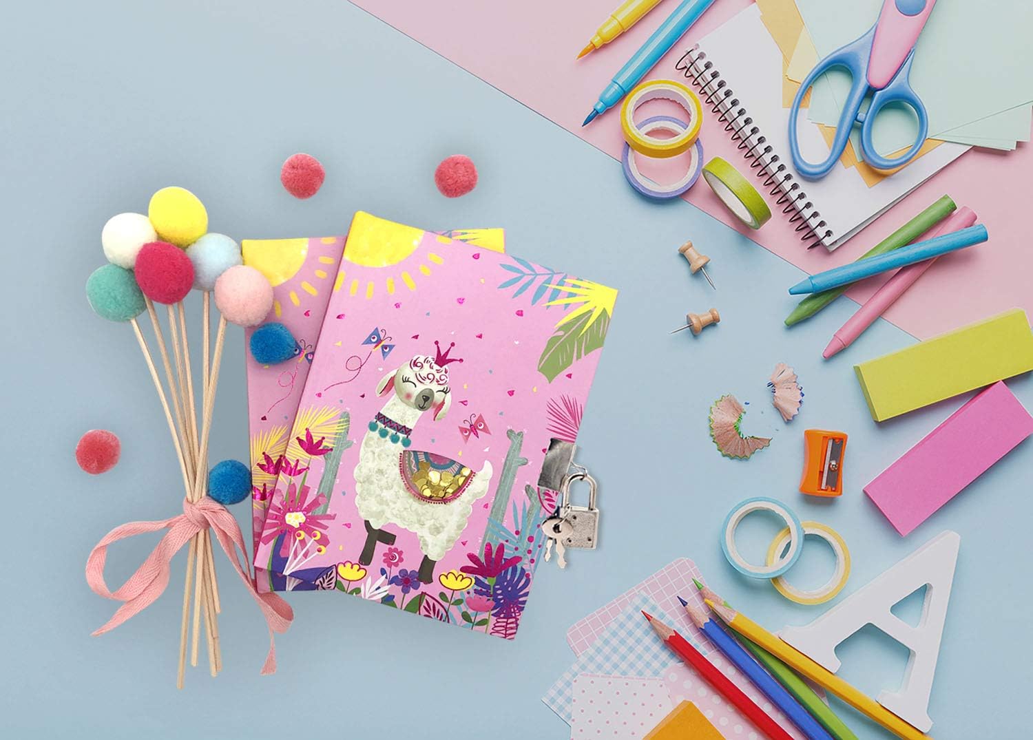 EverCreatives Kids Diary with Lock for Girls, Shakable Sequin Llama Journal with Lock for Kids Size 7.1 x 5.3 Inches 160 Pages : Toys & Games