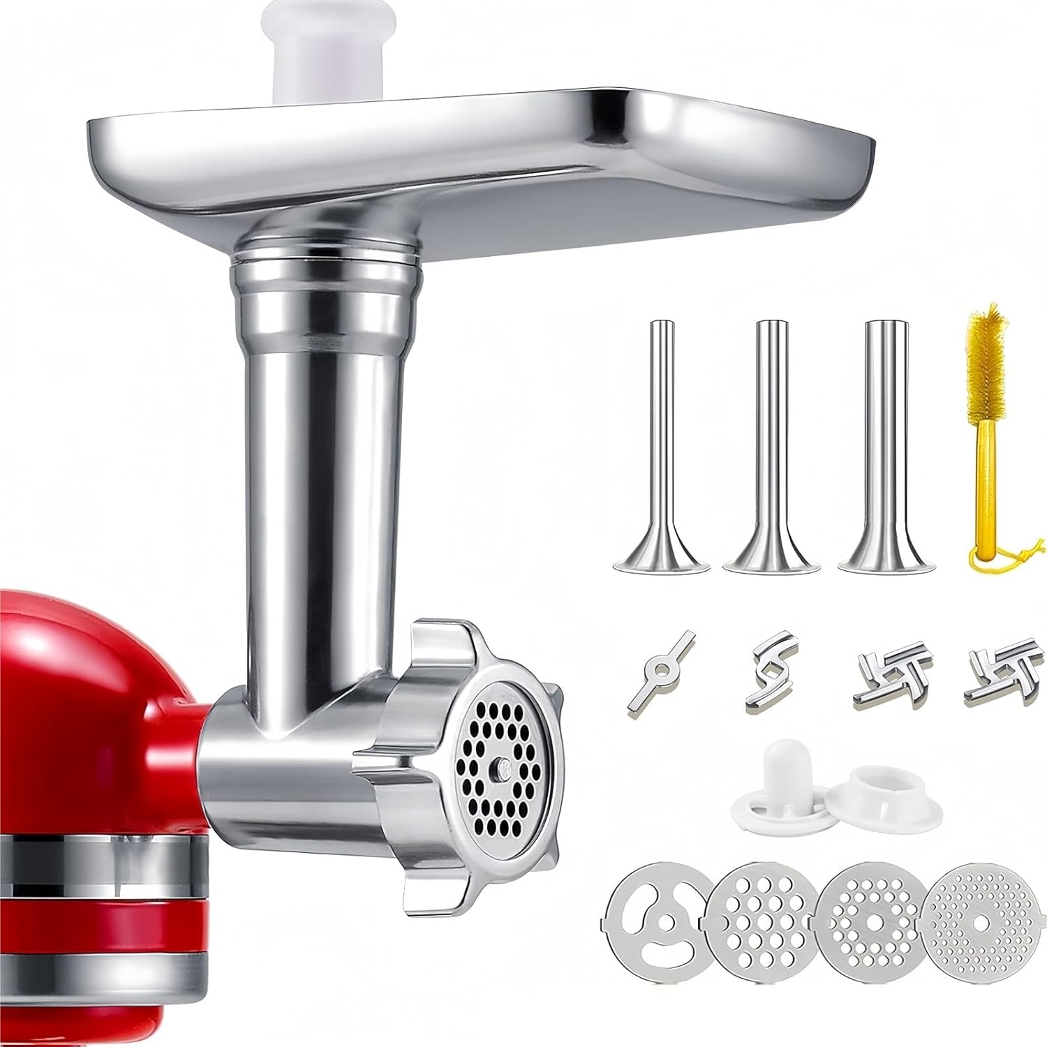 Blender Accessories, Stainless Steel Meat Grinder Attachments, Sausage Stuffer Tools for Meat Grinders, Compatible for KitchenAid Mixers
