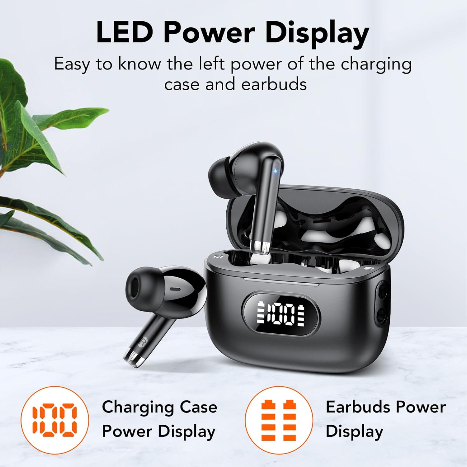 LED Power Display on coioc S25 charging case and earbuds