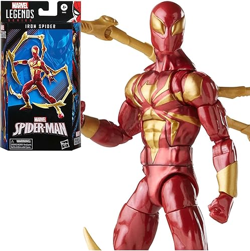 Vista 3 de Marvel Legends Series Spider-Man Figura de Acción Iron Spider de 6 pulgadas, Incluye 2 Accesorios