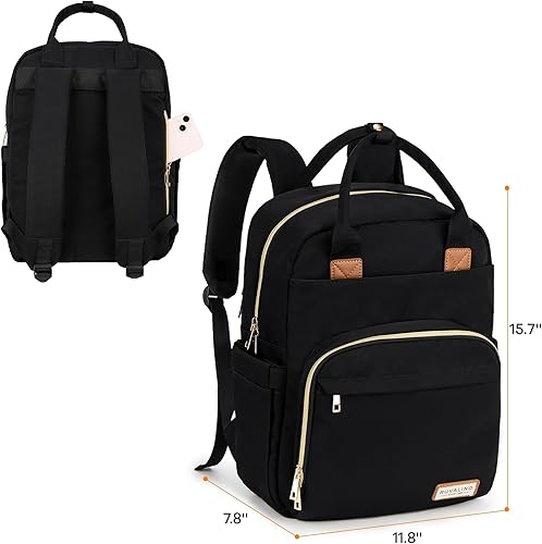 Miniatura 86 de RUVALINO Mochila para pañales - Bolsa de pañales de viaje multifunción para bebé con cambiador, soportes aislados para botellas y estuche para Gris