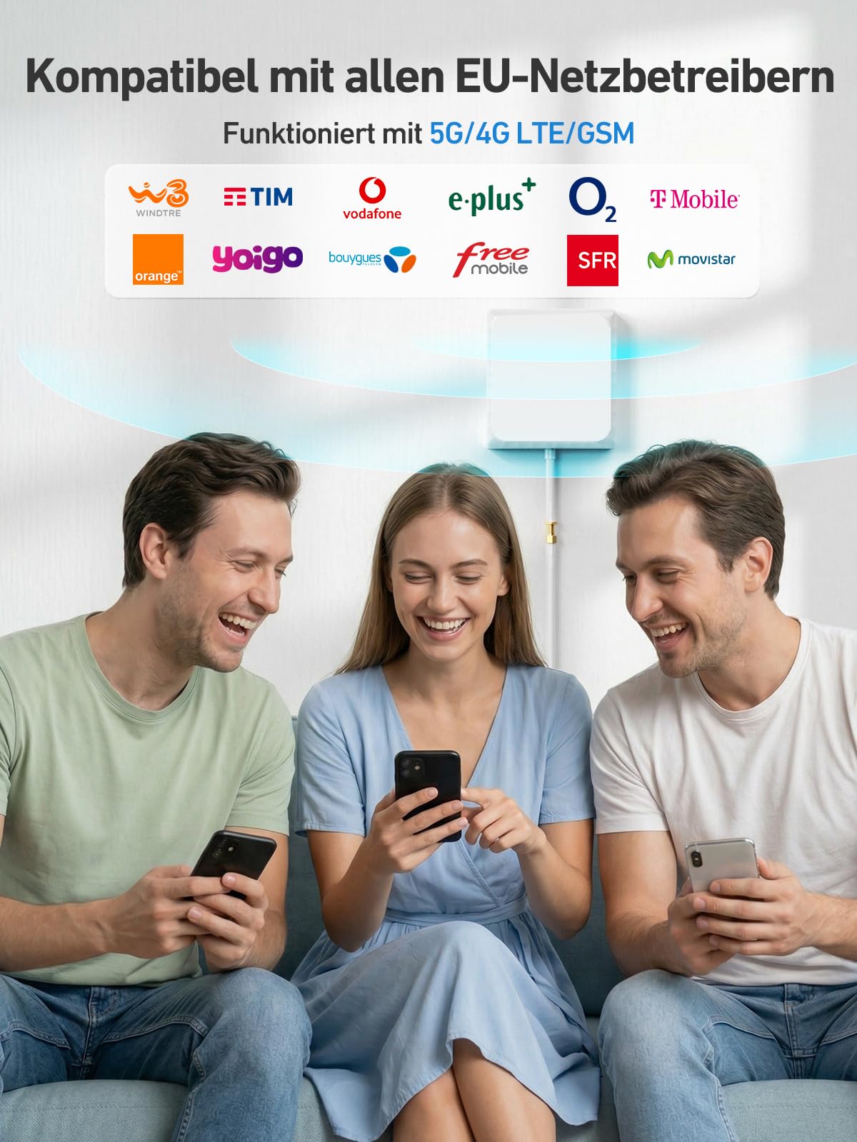 Amplificatore Segnale Cellulare per Banda 3 e 7, 4G LTE 3G GSM Ripetitore Segnale Cellulare per Casa Ufficio Cantina, Compatibile Iliad TIM Wind Tre ecc., Ricezione del segnale a 360°