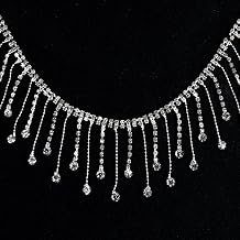 170 cm Rhinestone Tassel Chain, Crystal with Fringes, Rhinestone Ribbon Crystal Chain for DIY Crafts Wedding Clothes Decoration Round Diamonds