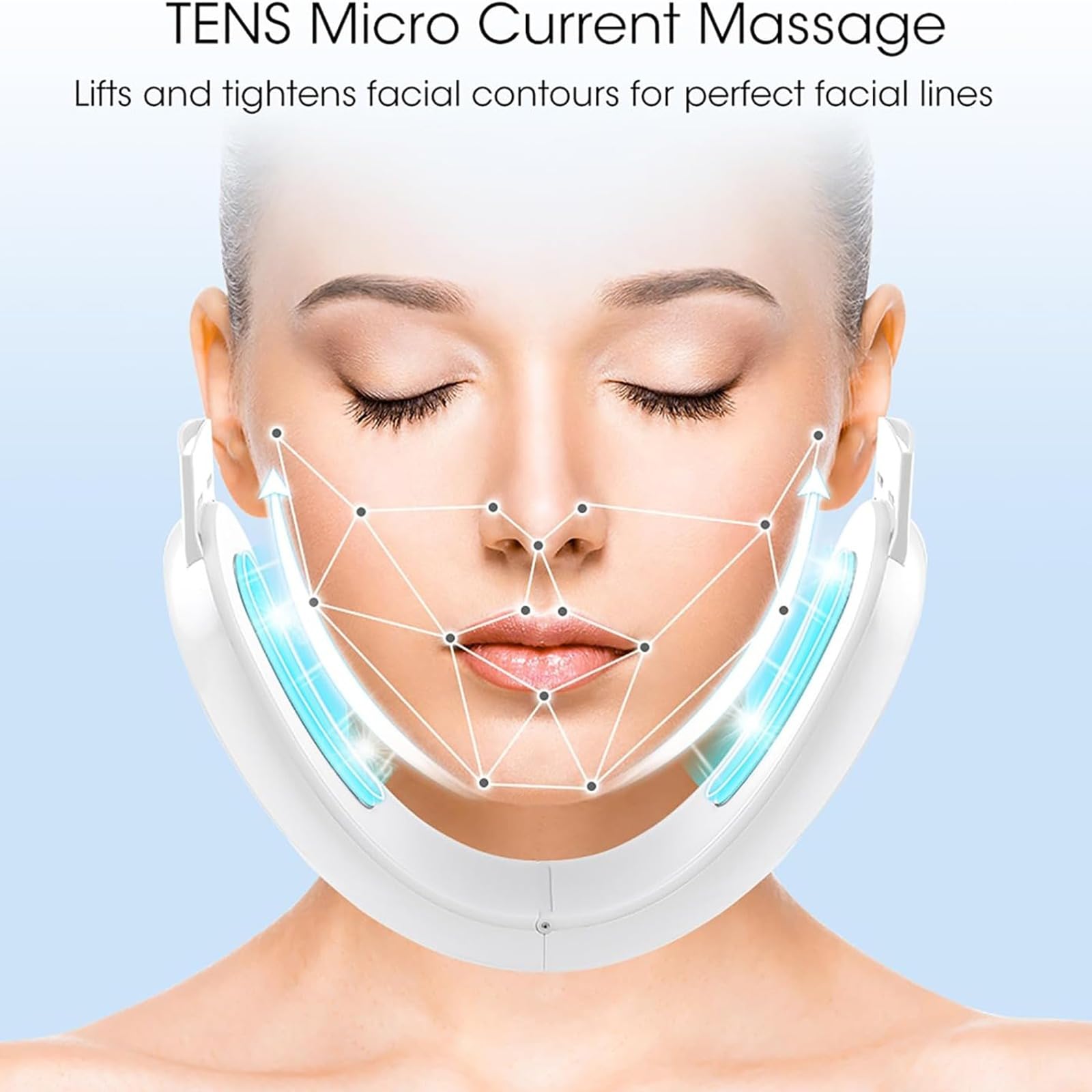 Doppio Chin Reducer Machine, V Line Face Lift Massager, Electric Face Lifting Device with 5 larghe mode and 15 Levels of Intensity Adjustment, for Lifting Saggy Skin& Shaping Double Chin