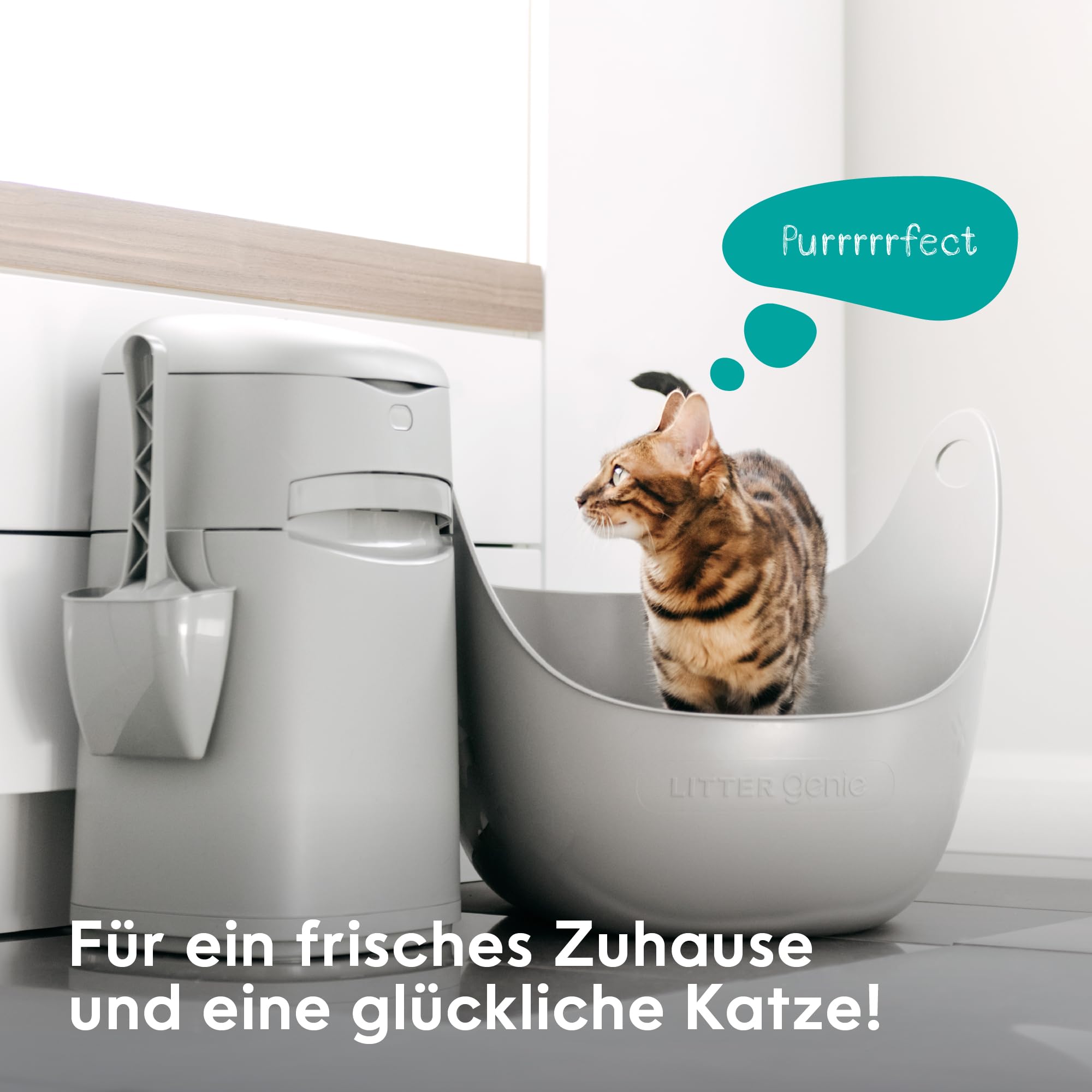 Litter Genie Easy Roll, verbesserte Version vom LitterLocker Katzenstreu-Eimer, jetzt mit bequem abreißbaren Beuteln, größere Einfüllöffnung, neues modernes Design