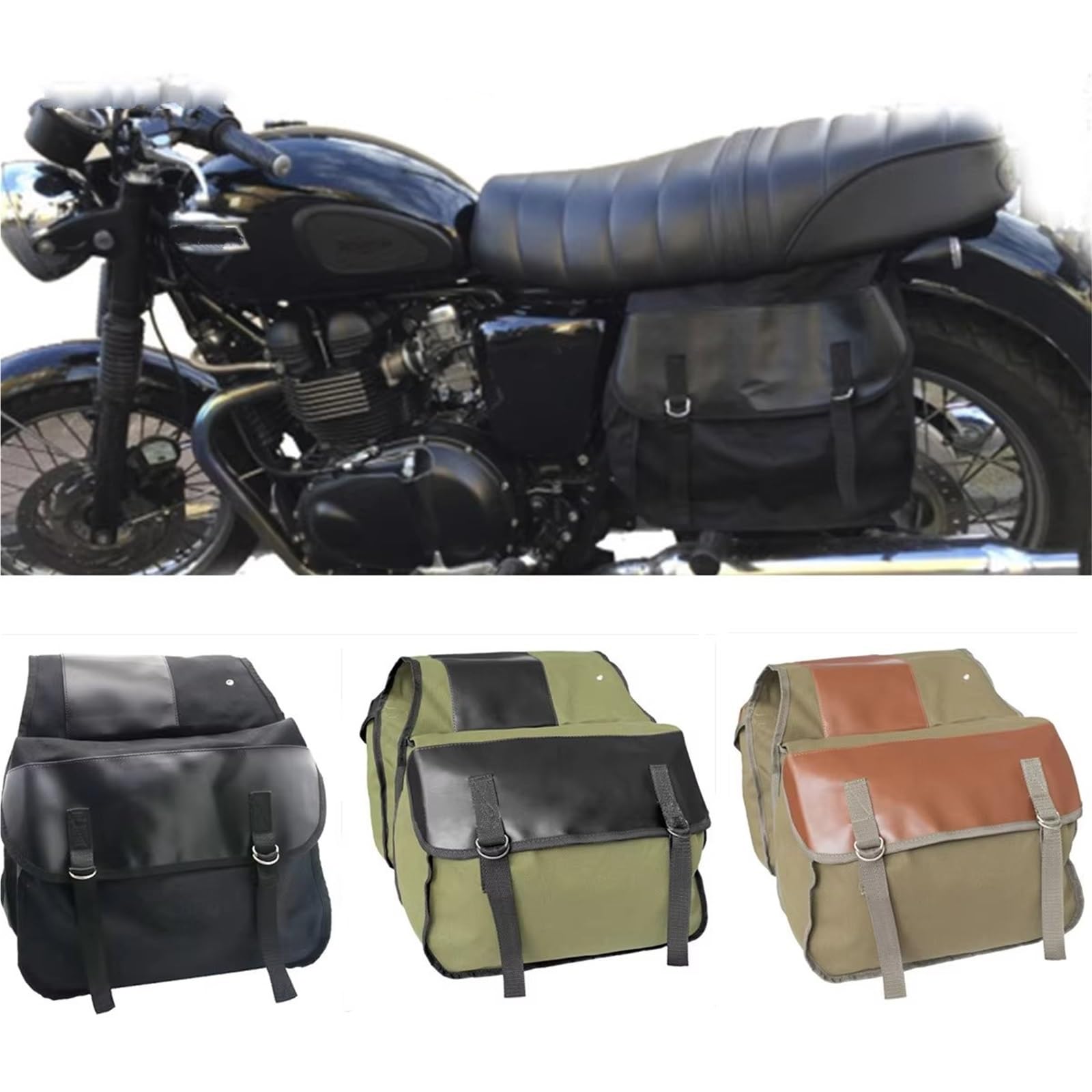Borsa Moto Borse Laterali In Tela Per Moto Universali Per Bicicletta Scooter Viaggio Attrezzi Borse Laterali Borsa Sella Moto(Green)