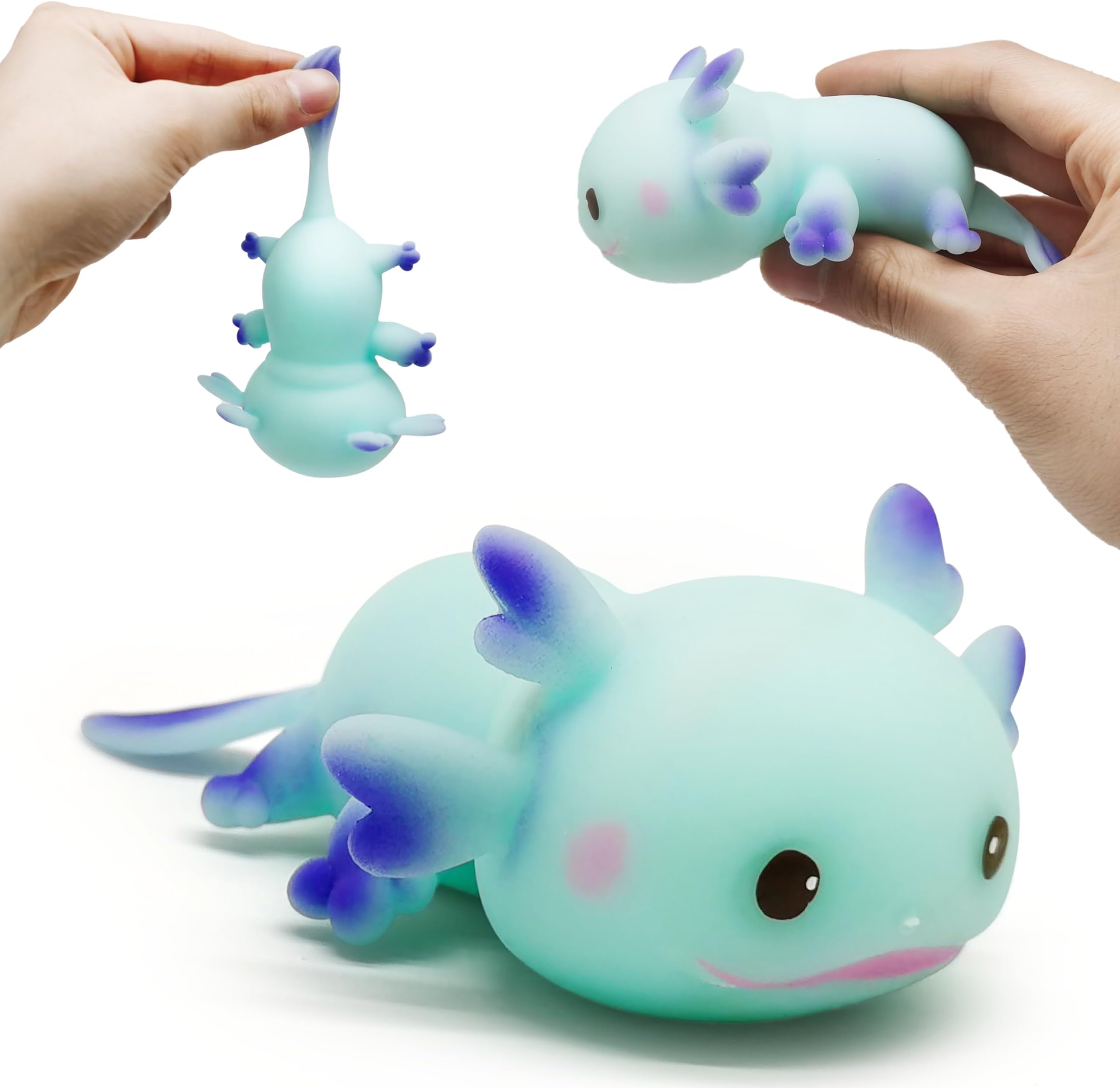 ZTATU Axolotl Squishy Toys Stress Balls for Adults (1PCS) Salamander Squishy Dough Ball, Sensory Toys Fidget Balls, Stress Relief Toy Party Favors Axolotl Gifts, Easter Basket Stuffers. (Blue)