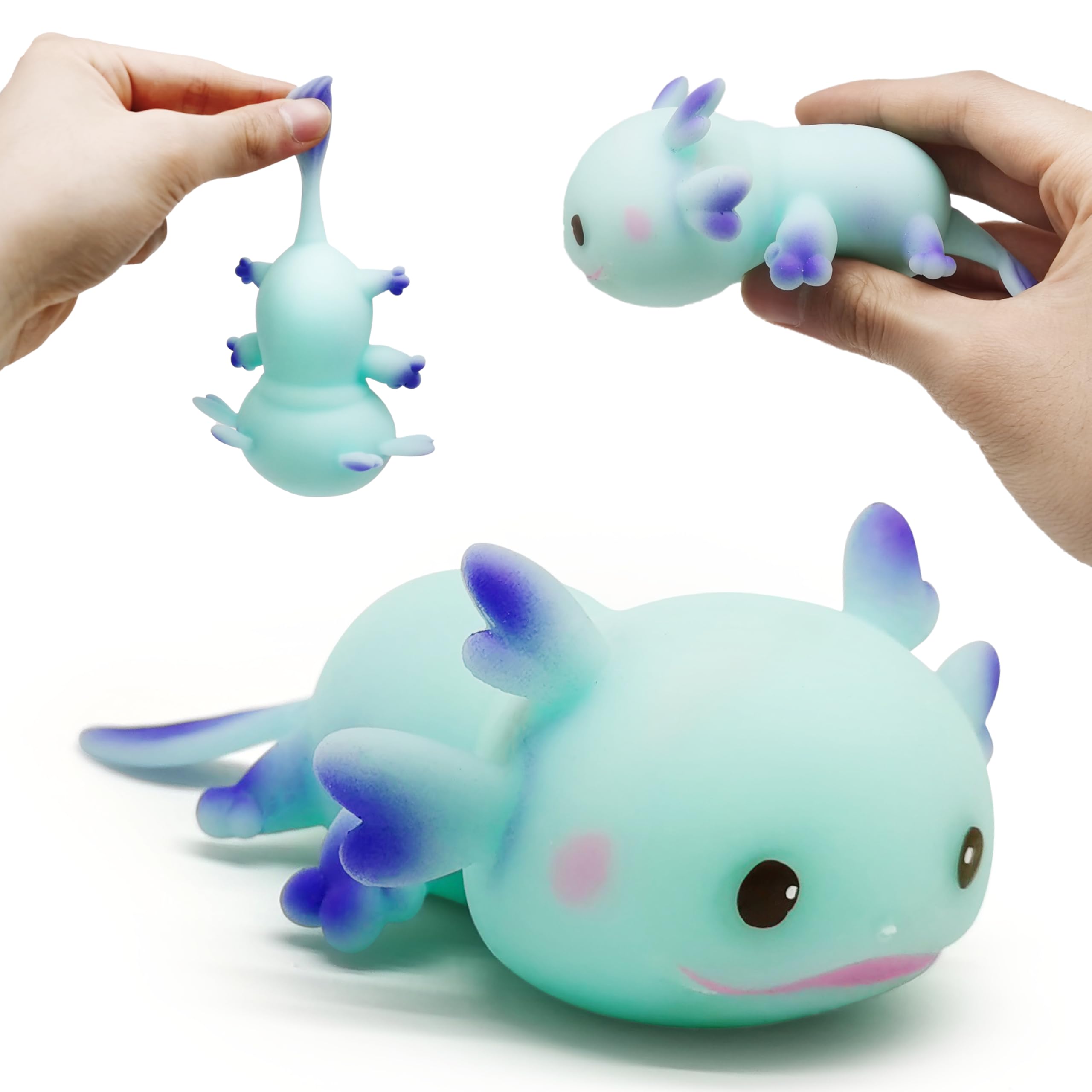 ZTATU Axolotl Squishy Toys Stress Balls for Adults (1PCS) Salamander Squishy Dough Ball, Sensory Toys Fidget Balls, Stress Relief Toy Party Favors Axolotl Gifts, Easter Basket Stuffers. (Blue)