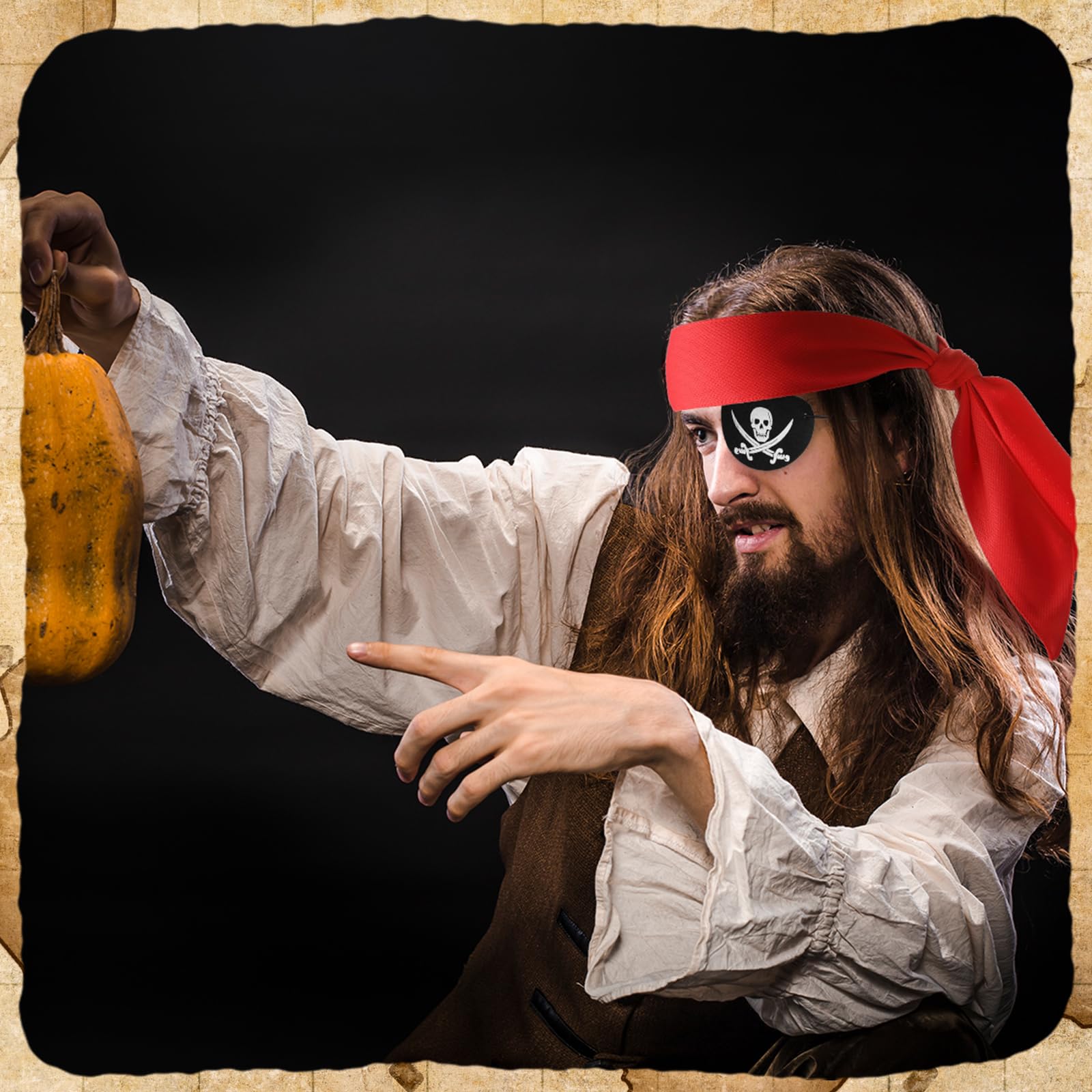 JaGely 32-teiliges Piraten-Zubehör, Partyzubehör, inklusive 16 roten Piratenkopf-Bandana, 16 Augenklappen, Halloween-Geschenke für Halloween, Karibik-Mottoparty, Cosplay