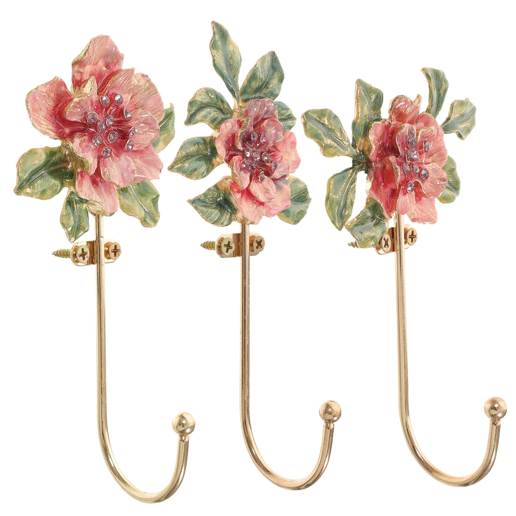 3 piezas Gancho de Pared Decorativo de Metal con Diseño Floral Europeo de Resistente y Seguro para Colgar Ropa Toallas y Bolsos Hogar Oficina y Hotel