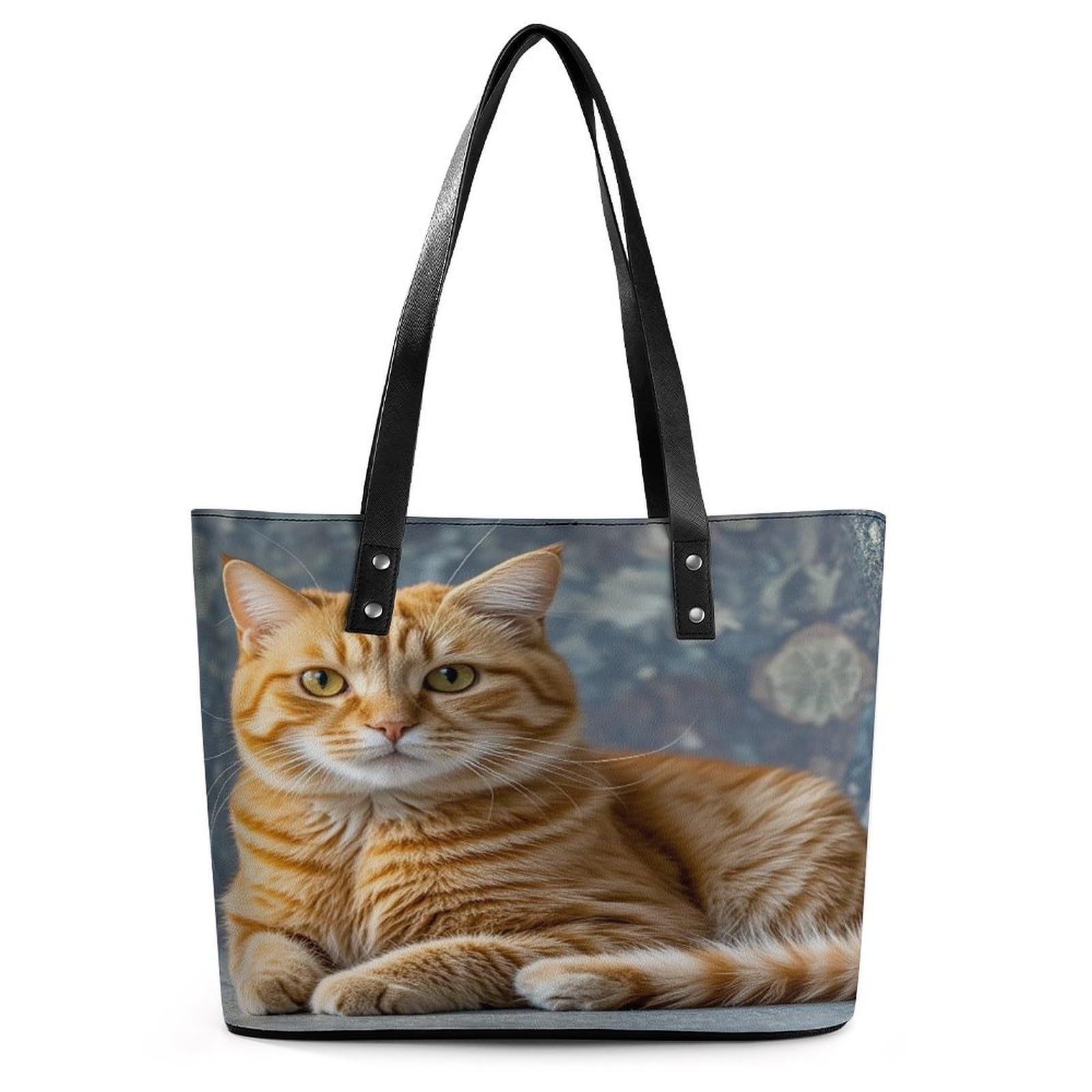 Cat Handbag for Women Leather Tote Bag Exquisite Satchel Bags Ladies Casual Work Handbag Bucket Purse Fashion Top Handle Bag Large Capacity Weekender Hobo Bags