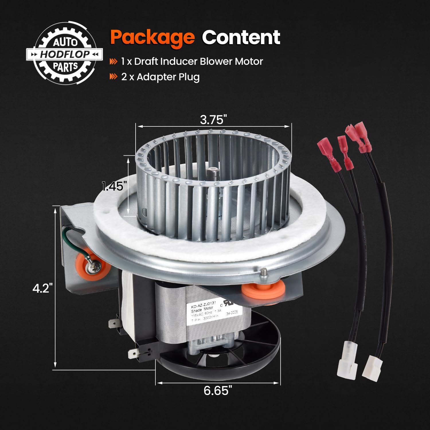 318984-753 J238-150-1571 Draft Inducer Motor Assembly Compatible with Carrier Payne Bryant Jakel Furnace, Replace# HC21ZE117, HC21ZE117-B, HC21ZE114A Furnace Inducer Motor w/Blower Wheel & Bracket