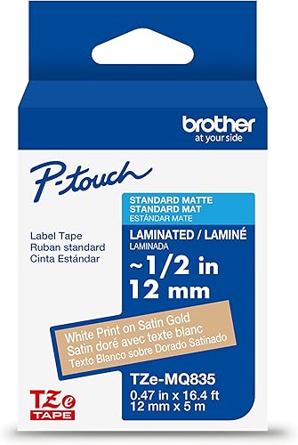 Miniatura 268 de Brother - Cinta de etiquetas laminadas P-touch M31, prémium, 0.47 pulgadas de ancho x 26.2 pies de largo, negra sobre transparente mate Negro sobre