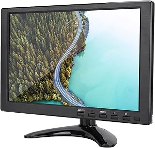Jopwkuin 10.1 Inch Computer Monitor, Full HD LCD PC Monitor 1280X800P 16:10 Wled Backlight Widescreen Monitor Portable Screen With VGA HDMI AV Usb Input port for Home Office Use(UK PLUG)