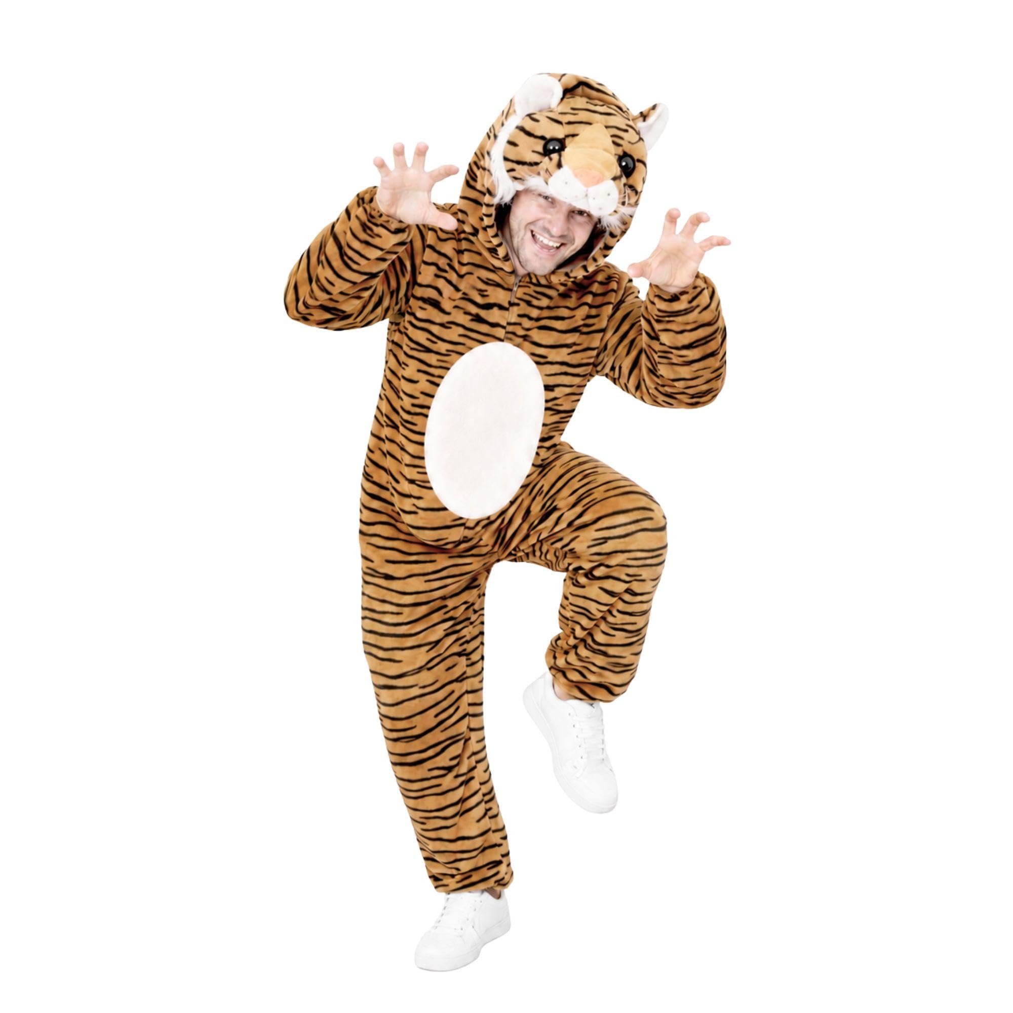 Ikumaal Tiger-Kostüm, F14 XL, für Erwachsen-e Männer Frau-en, Wild-Katze Kostüm-e Fasching Karneval Fasnacht Faschingskostüm-e Karnevalskostüm-e