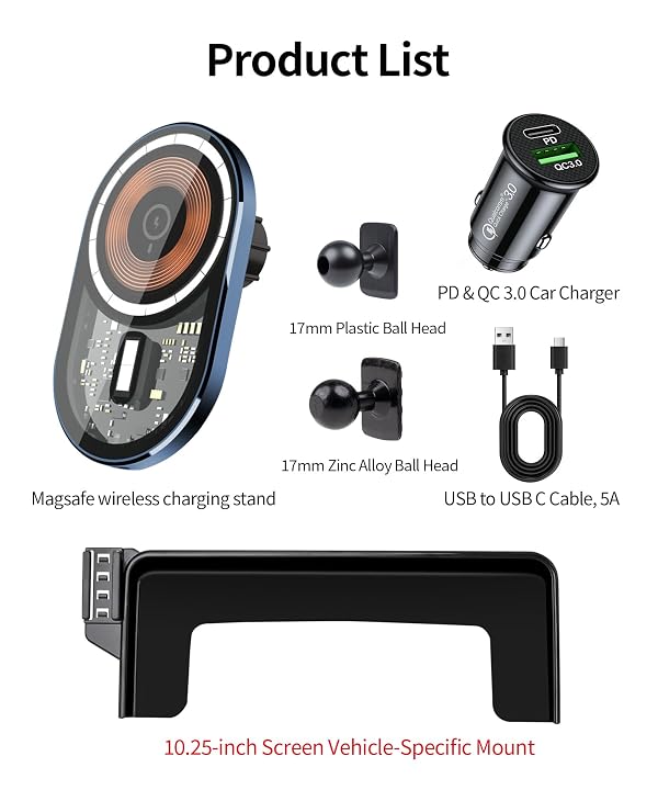 Masergogo Wireless Charging Car Phone Holder for Mercedes Benz GLC-Class 2020-2022 / C-Class 2019-2021, 10.25" Screen Fixed Clip, 360° Rotation Car Phone Mount Compatible with MagSafe by Masergogo - Used condition - Image 15