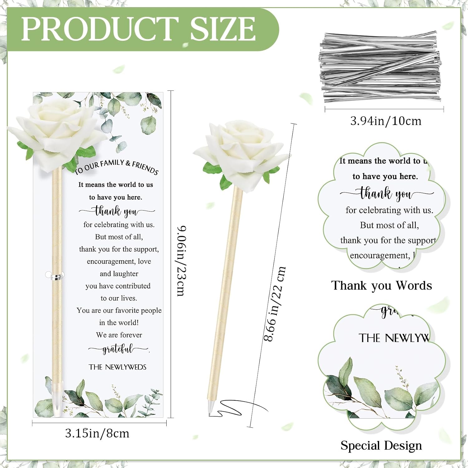 Spakon 36 Set Rose Flower Pens for Wedding Favors Guests,Cute Style image 2